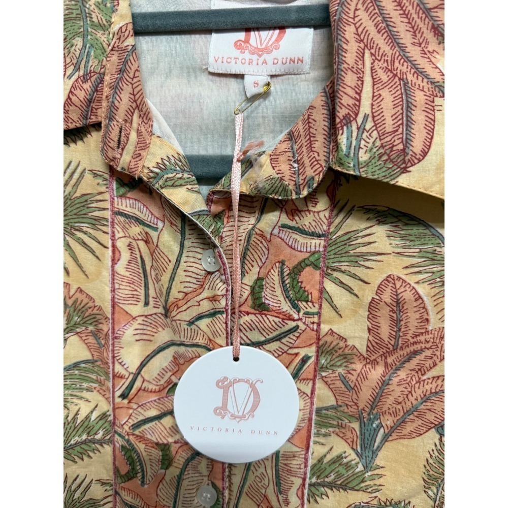 Victoria Dunn Button Down Midi Shirt Dress Peach Colored Floral Size Small NWT - Picture 6 of 6